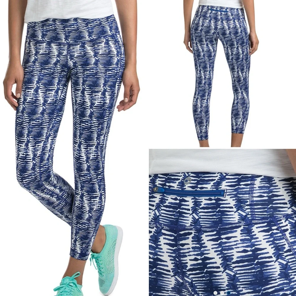 Vineyard Vines Performance Leggings Blue and White Size Large